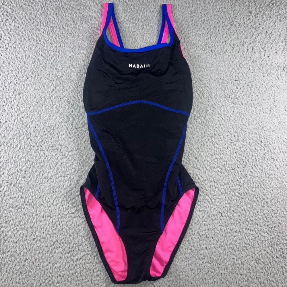 Nabaiji Swimsuit XS Black Pink One Piece Athletic Sleek Vibrant Performance